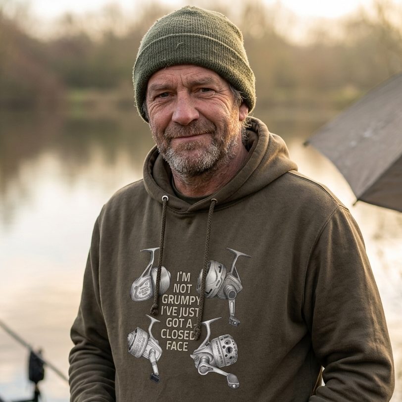 "I'm Not Grumpy" Closed Face Reel Fishing Hoodie