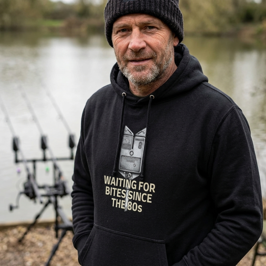 Optonic Bite Alarm "Waiting For Bites Since The 80s" Fishing Hoodie