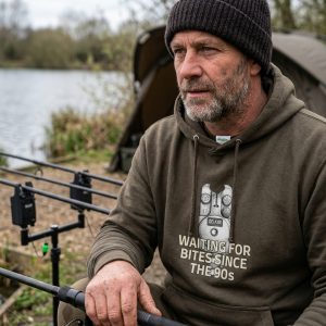 Vintage Bite Alarm "Waiting For Bites Since The 90s" Fishing Hoodie