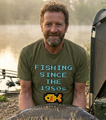 "Fishing Since The 1980s" Retro Pixel Fishing T-Shirt