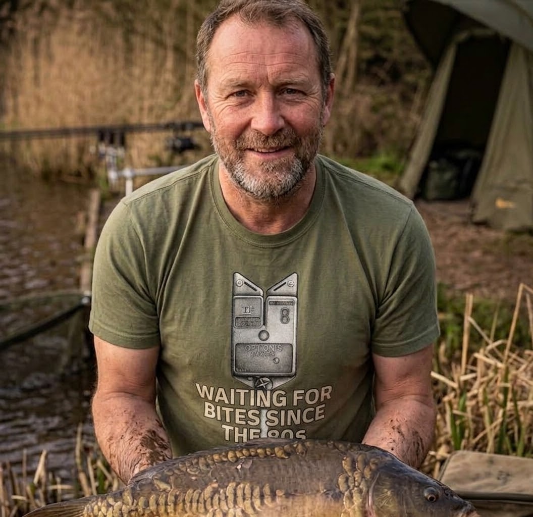 Optonic Bite Alarm "Waiting For Bites Since The 80s" Fishing T-Shirt