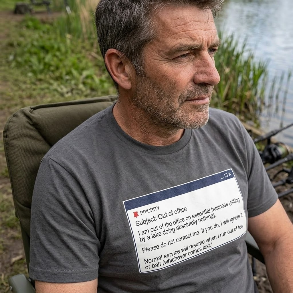 "Out of Office (Essential Business)" Carp Fishing T-Shirt