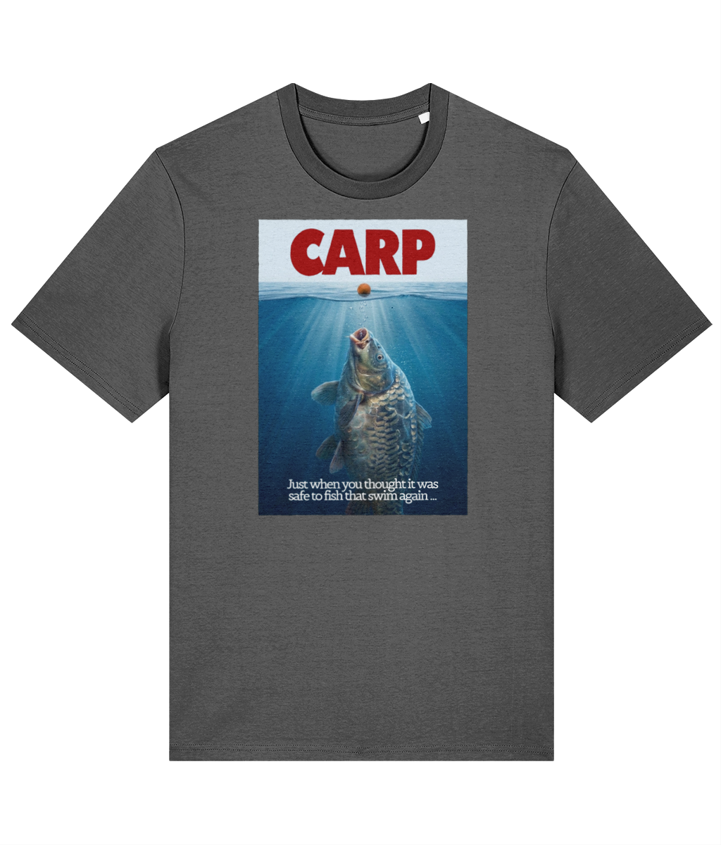 "CARP" Jaws Movie Poster Spoof Fishing T-Shirt - Image 3