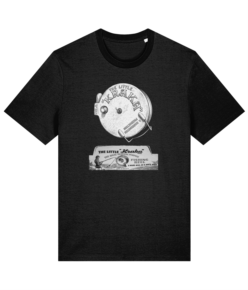 "The Little Kraka" Vintage Fishing Reel T-Shirt - Image 7