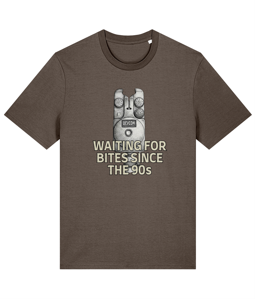 Vintage Bite Alarm "Waiting For Bites Since The 90s" Fishing T-Shirt - Image 5