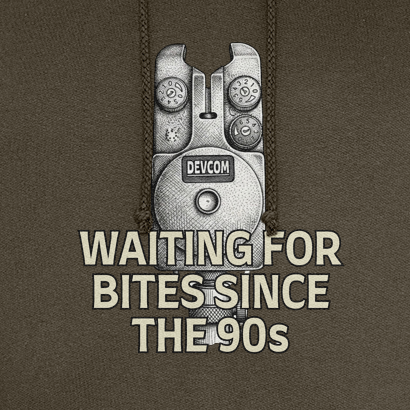 Vintage Bite Alarm "Waiting For Bites Since The 90s" Fishing Hoodie - Image 2