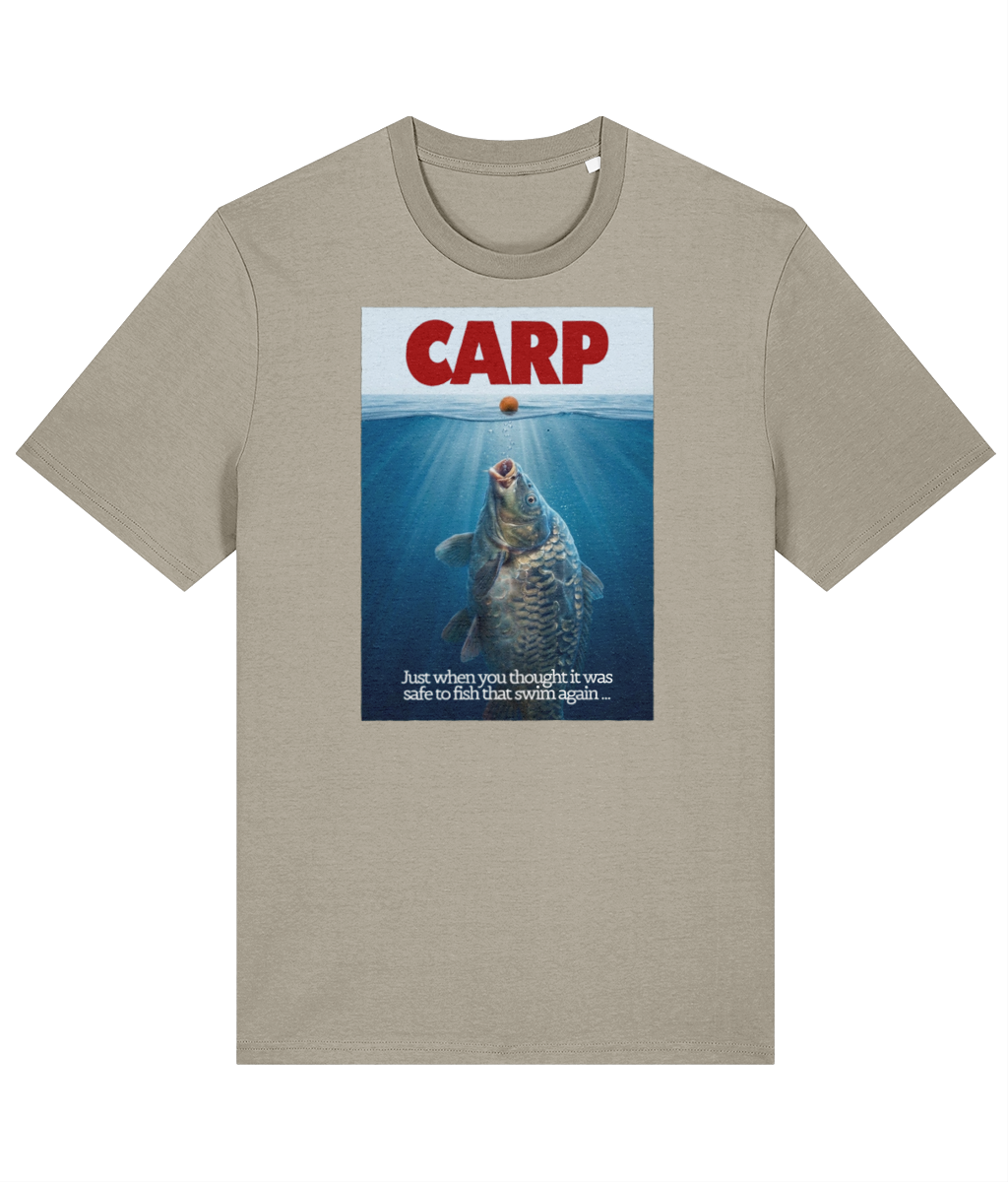 "CARP" Jaws Movie Poster Spoof Fishing T-Shirt - Image 6