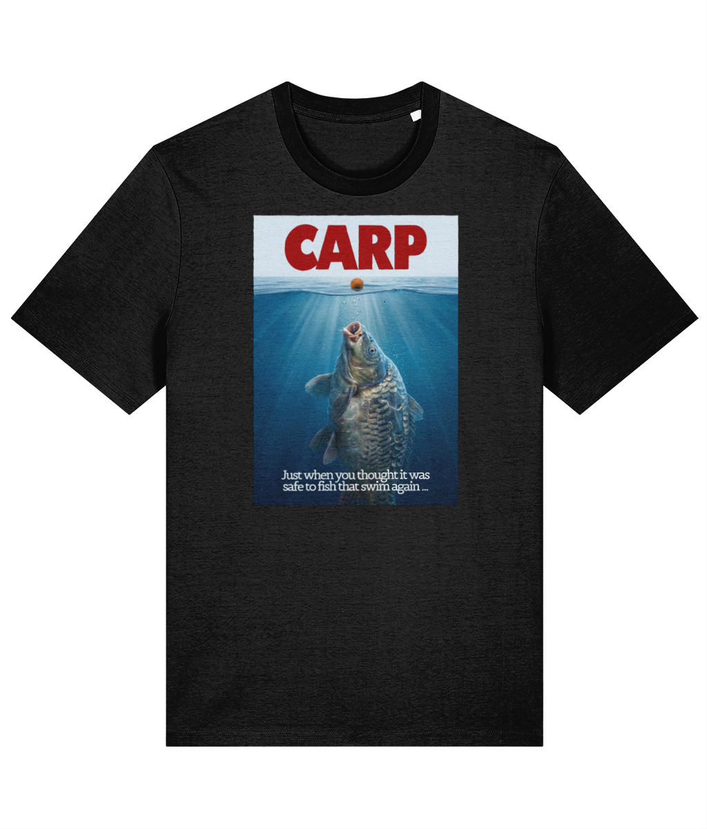 "CARP" Jaws Movie Poster Spoof Fishing T-Shirt - Image 7