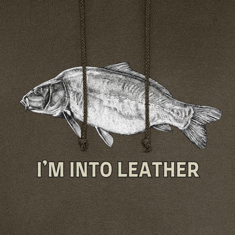 "I'm Into Leather" Leather Carp Fishing Hoodie - Image 2