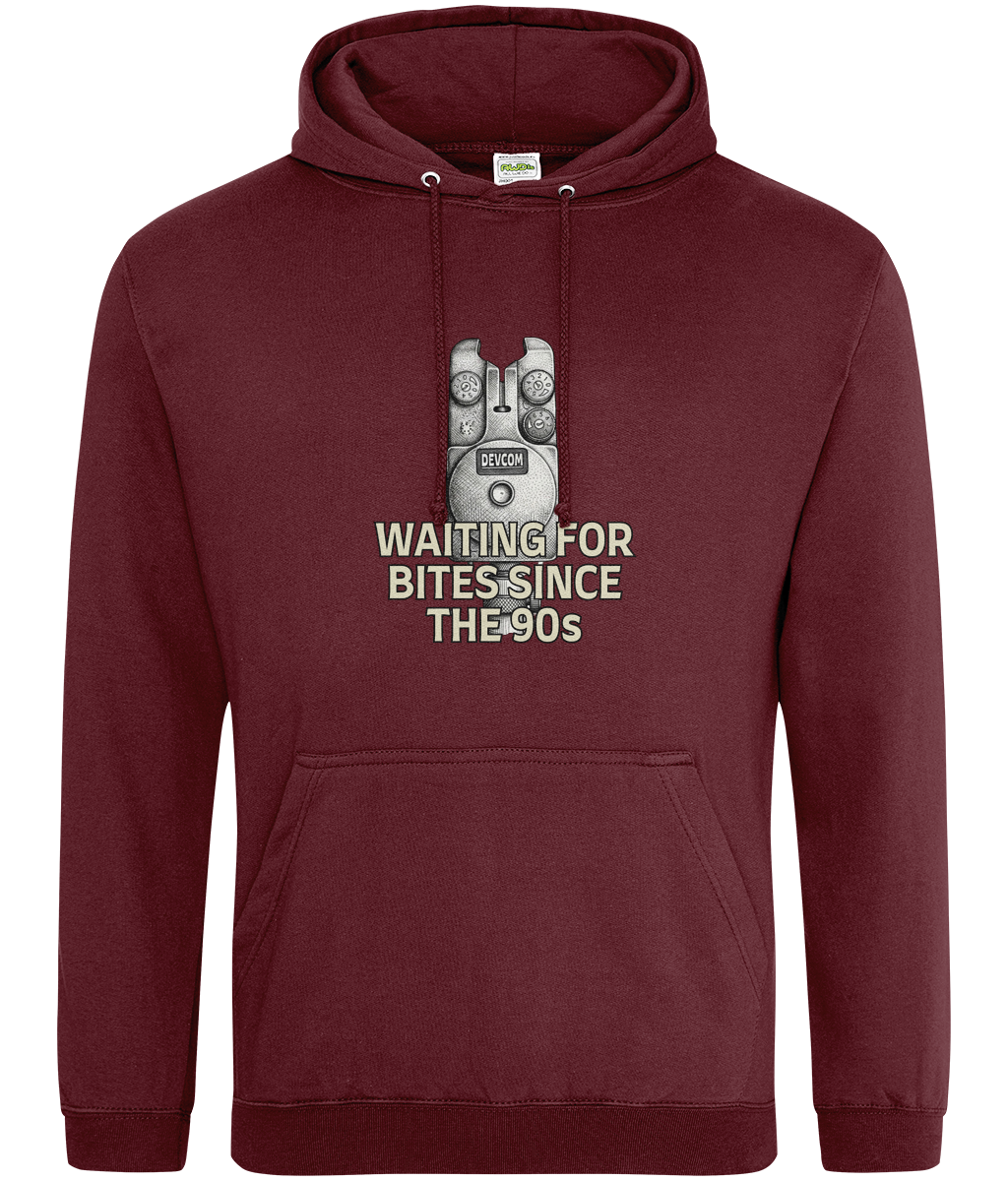 Vintage Bite Alarm "Waiting For Bites Since The 90s" Fishing Hoodie - Image 6