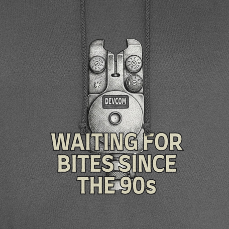 Vintage Bite Alarm "Waiting For Bites Since The 90s" Fishing Hoodie - Image 4