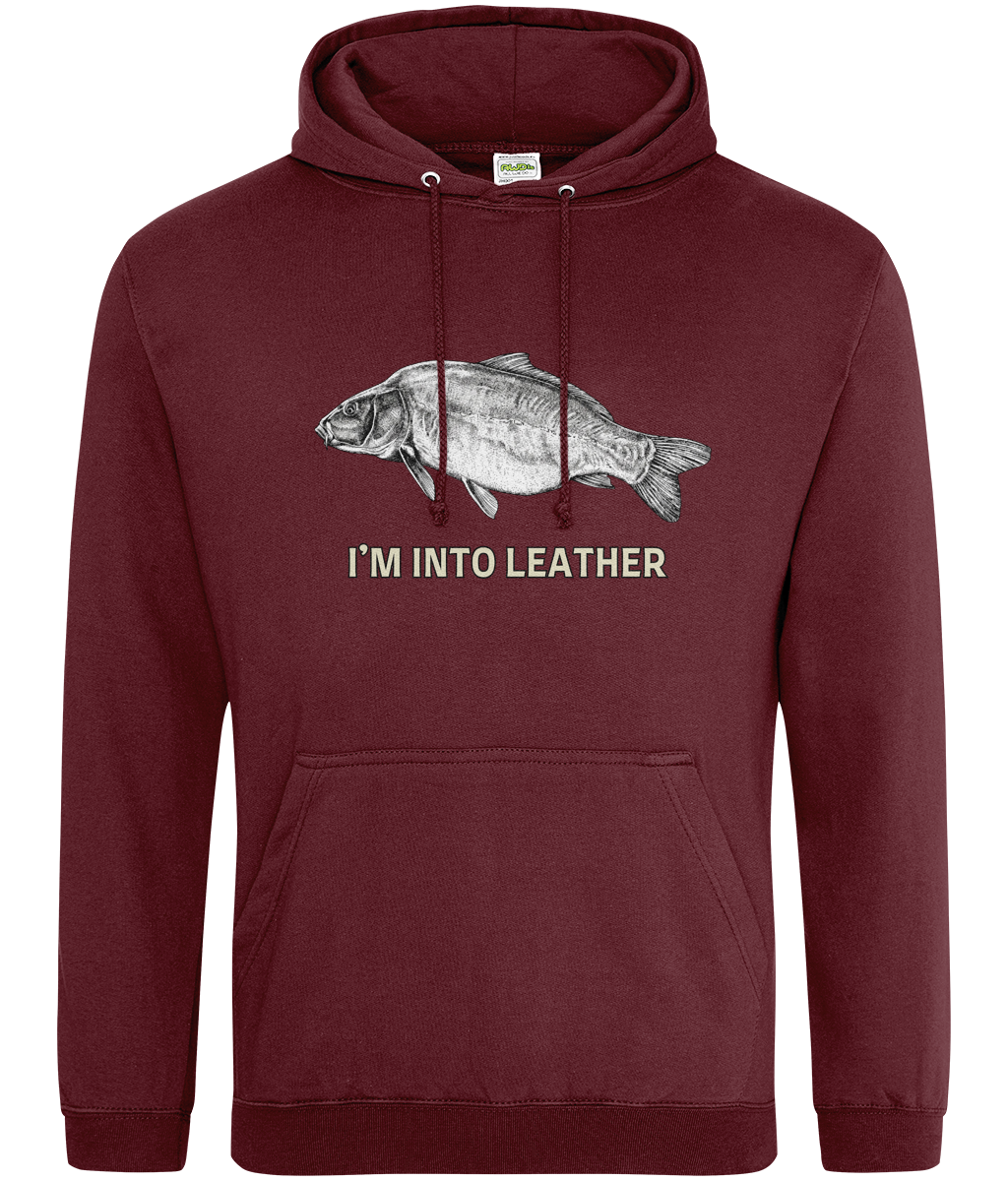 "I'm Into Leather" Leather Carp Fishing Hoodie - Image 5