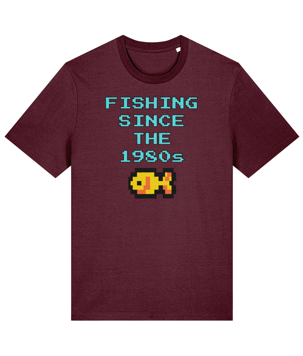 "Fishing Since The 1980s" Retro Pixel Fishing T-Shirt - Image 4