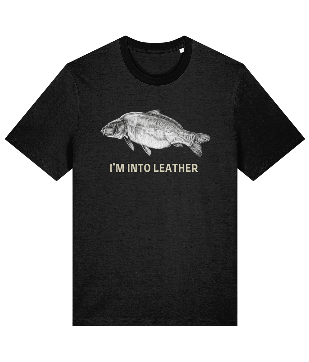 "I'm Into Leather" Leather Carp Fishing T-Shirt - Image 4