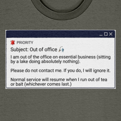 "Out of Office (Essential Business)" Carp Fishing T-Shirt - Image 2