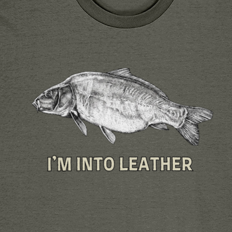 "I'm Into Leather" Leather Carp Fishing T-Shirt - Image 2