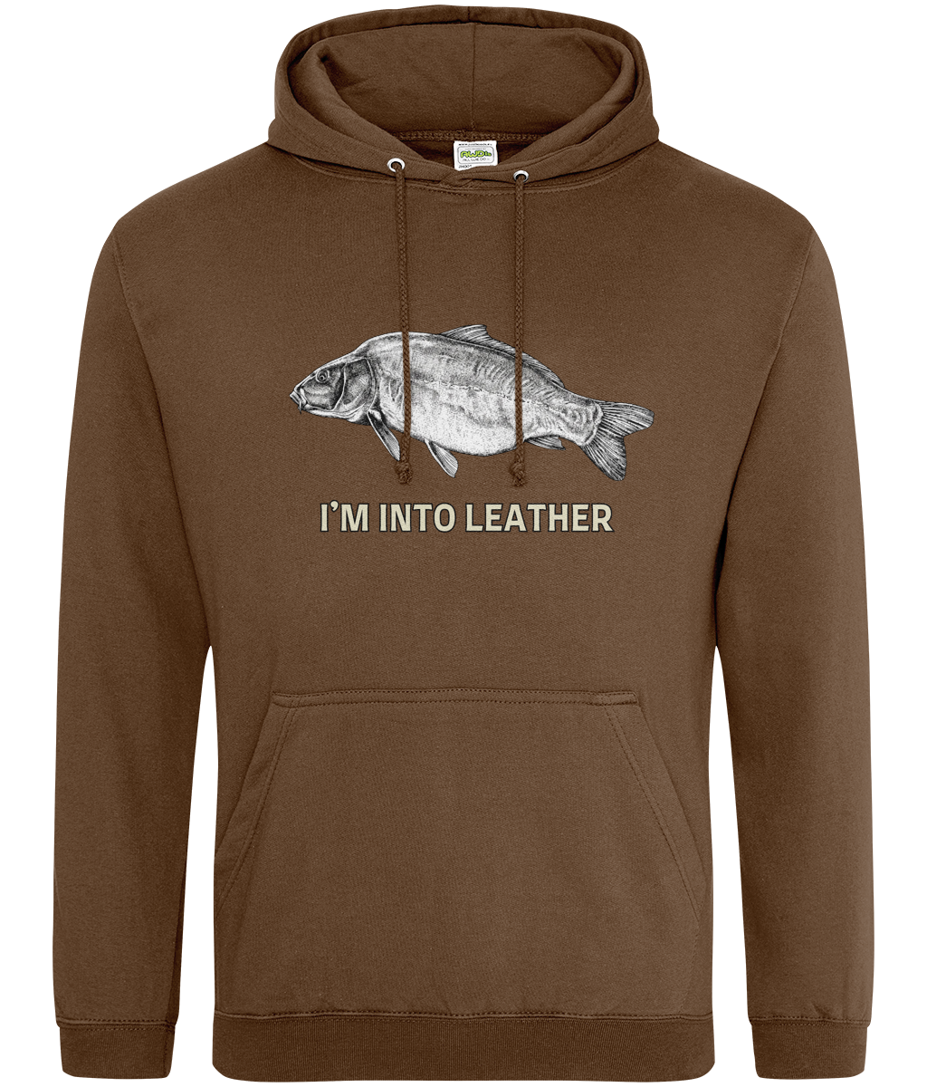 "I'm Into Leather" Leather Carp Fishing Hoodie - Image 4