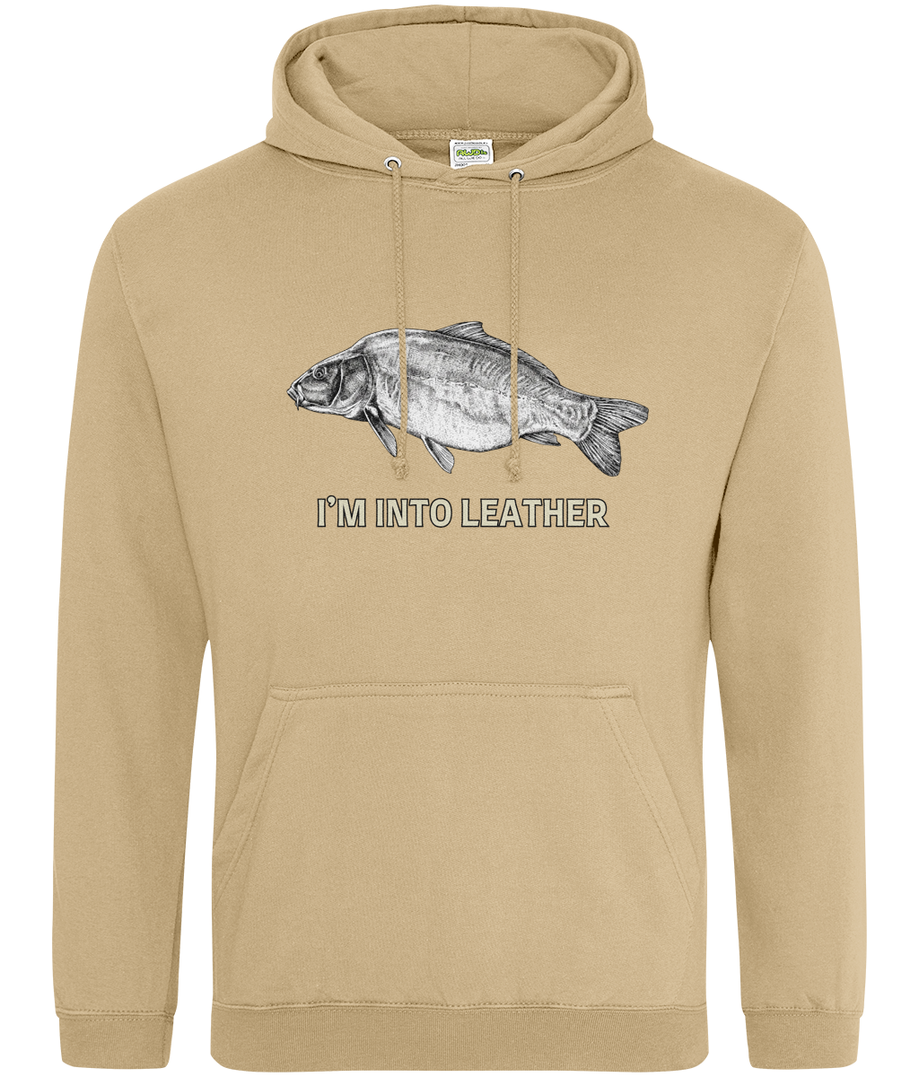 "I'm Into Leather" Leather Carp Fishing Hoodie - Image 6