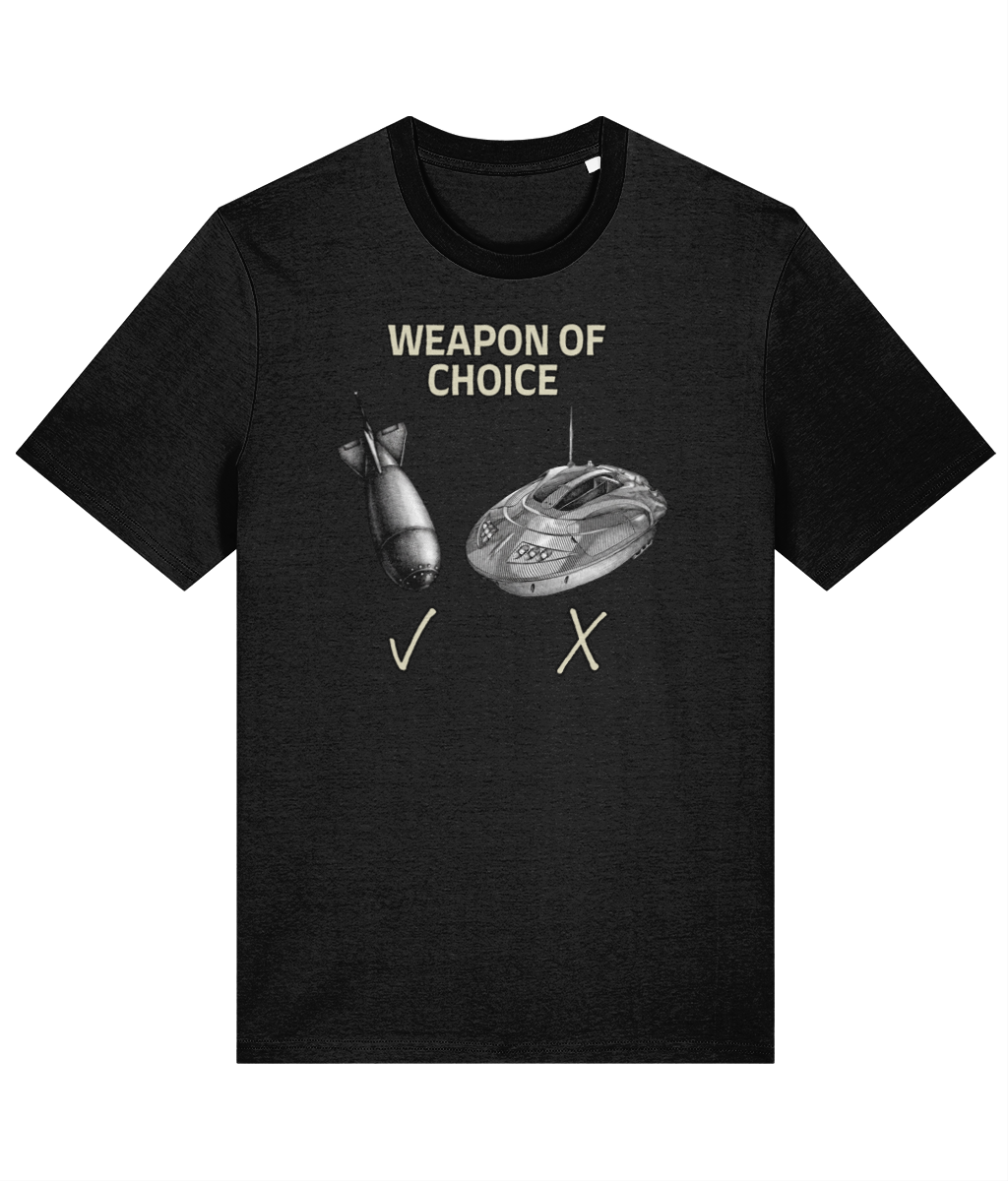 Spod vs Bait Boat "Weapon of Choice" Carp Fishing T-Shirt - Image 3
