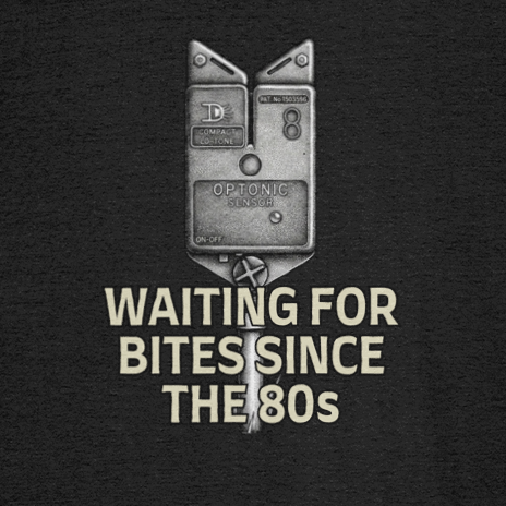 Optonic Bite Alarm "Waiting For Bites Since The 80s" Fishing T-Shirt - Image 7