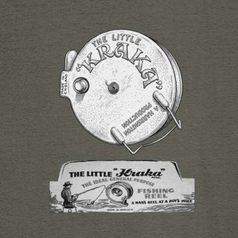 "The Little Kraka" Vintage Fishing Reel T-Shirt - Image 2