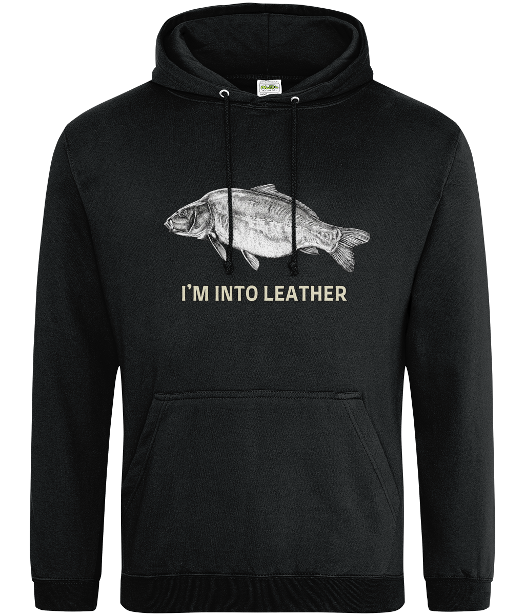 "I'm Into Leather" Leather Carp Fishing Hoodie - Image 7