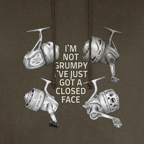 "I'm Not Grumpy" Closed Face Reel Fishing Hoodie - Image 2