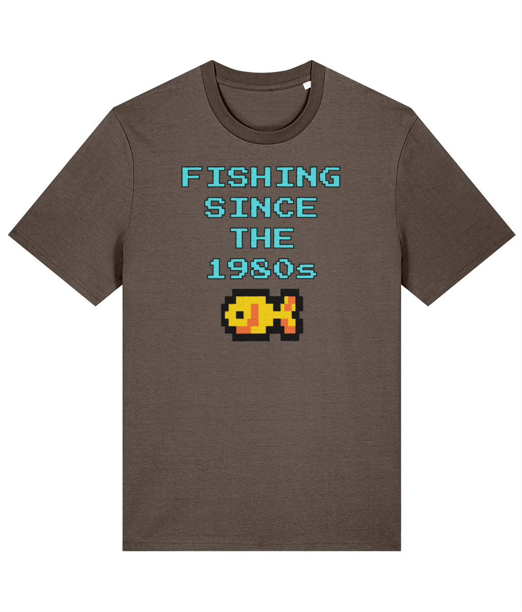 "Fishing Since The 1980s" Retro Pixel Fishing T-Shirt - Image 6