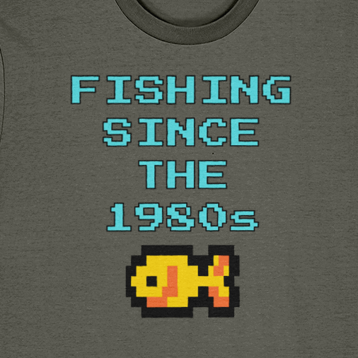 "Fishing Since The 1980s" Retro Pixel Fishing T-Shirt - Image 5