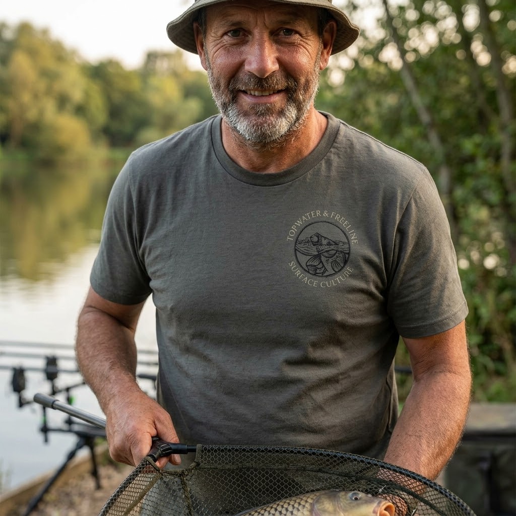 Topwater and Freeline Surface Culture Carp Fishing T-Shirt - Image 3