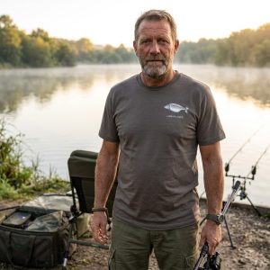 “Linear Lover” Linear Mirror Crest Logo Carp Fishing T-Shirt