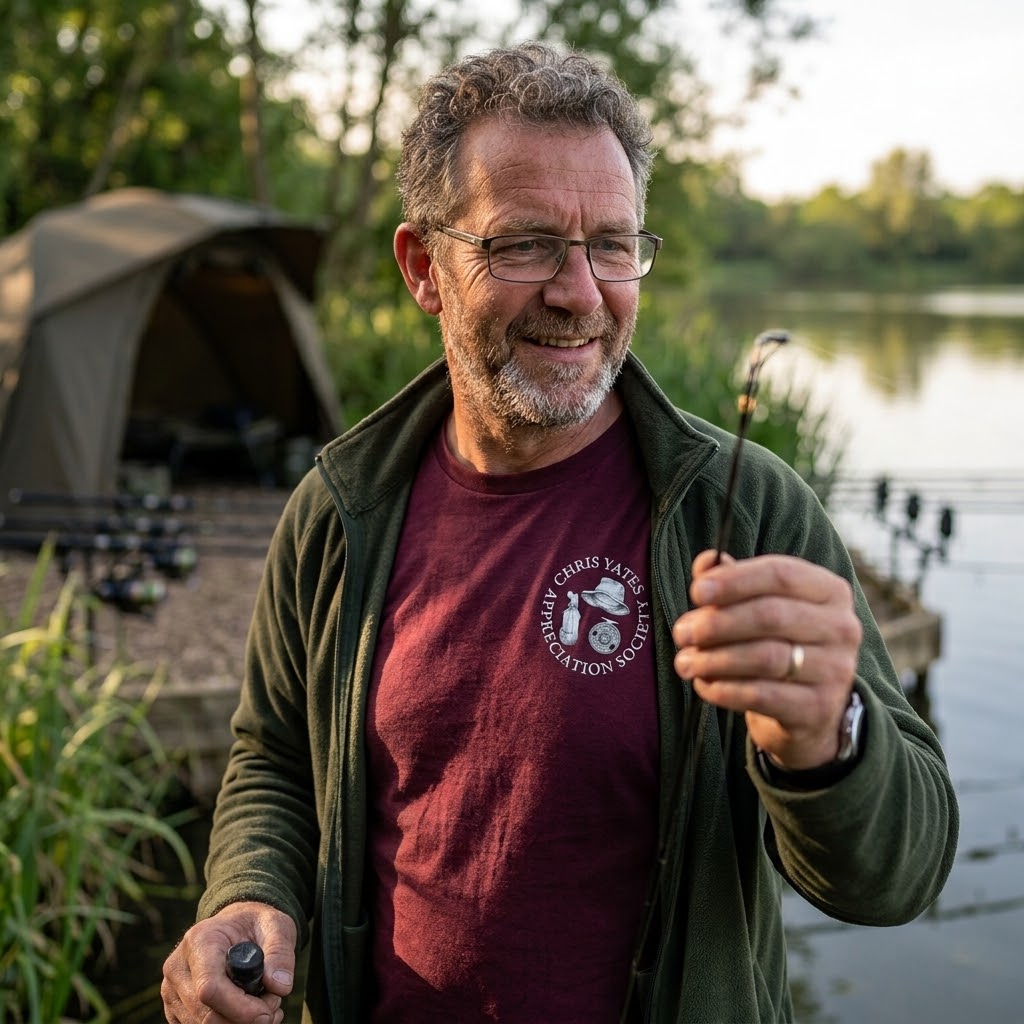 Chris Yates Appreciation Society Crest Logo Carp Fishing T-Shirt