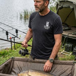 “Waiting For Bites Since The 90s” Bite Alarm Crest Logo Fishing T-Shirt