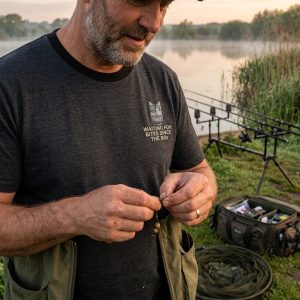 Optonic “Waiting For Bites Since The 80s” Crest Logo Fishing T-Shirt