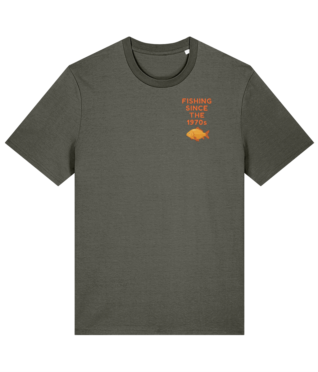 “Fishing Since The 1970s” Crest Logo Retro Angling T-Shirt - Image 5