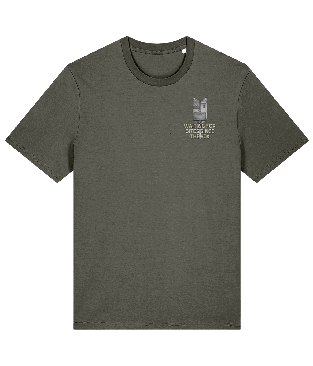 Optonic “Waiting For Bites Since The 80s” Crest Logo Fishing T-Shirt - Image 5