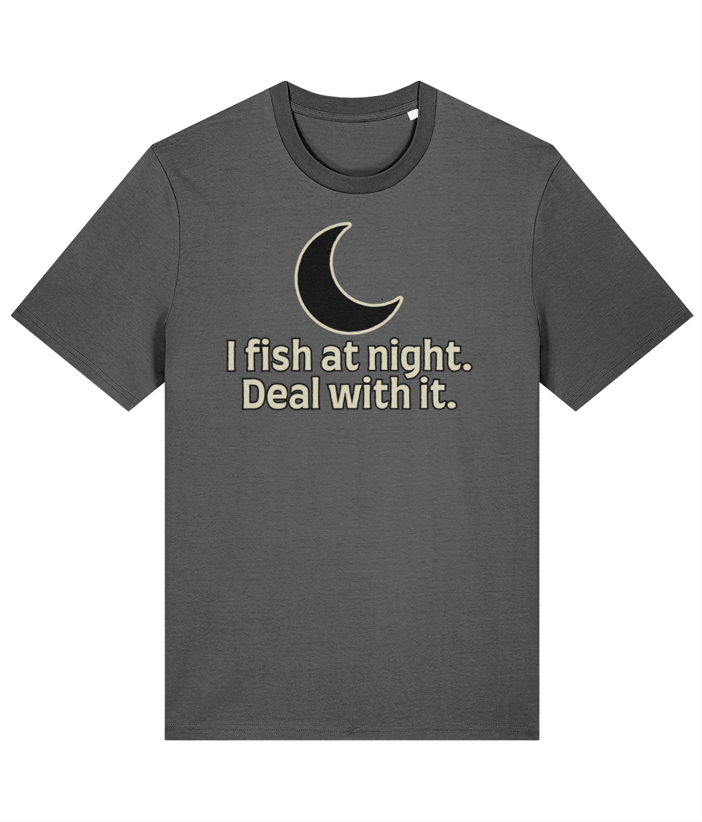 "I Fish At Night. Deal With It." — Carp Fishing T-Shirt - Image 3