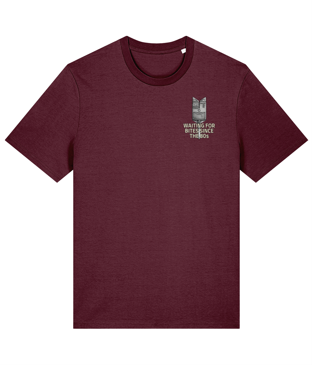 Optonic “Waiting For Bites Since The 80s” Crest Logo Fishing T-Shirt - Image 4