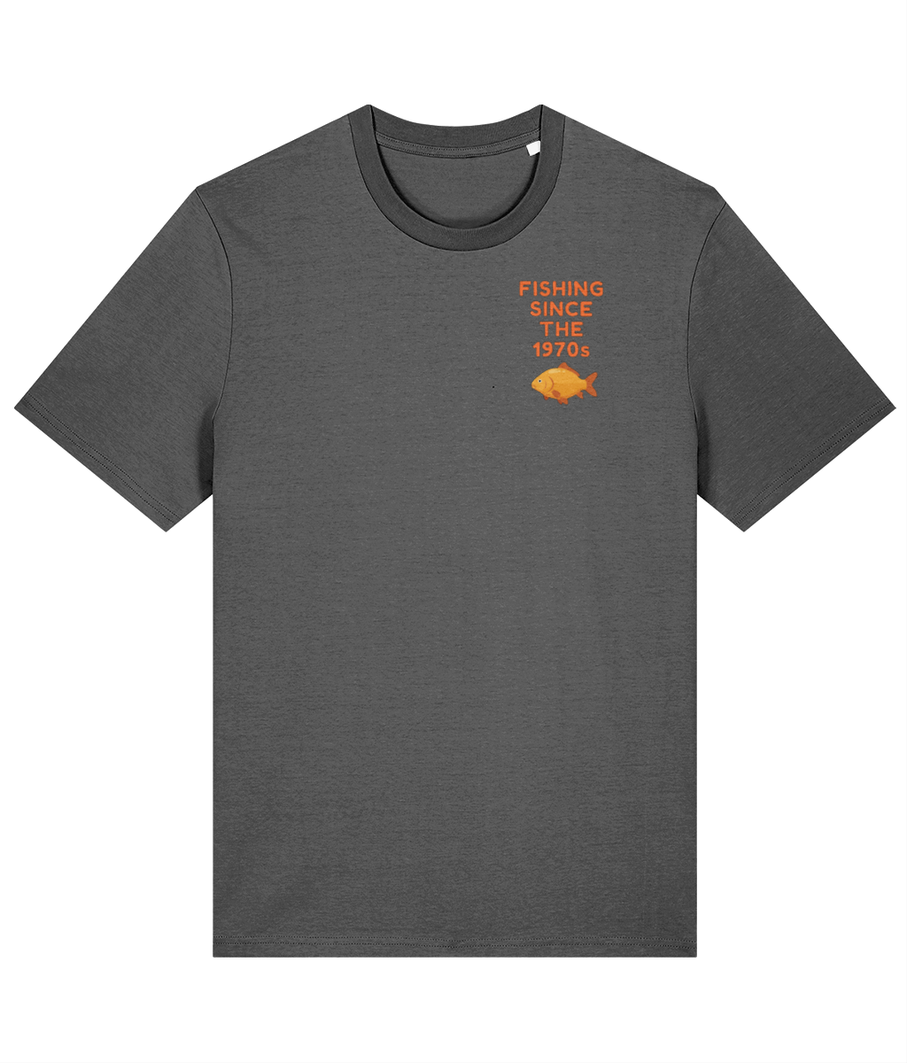 “Fishing Since The 1970s” Crest Logo Retro Angling T-Shirt - Image 3
