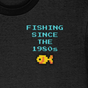 “Fishing Since The 1980s” Crest Logo Retro Pixel Fishing T-Shirt