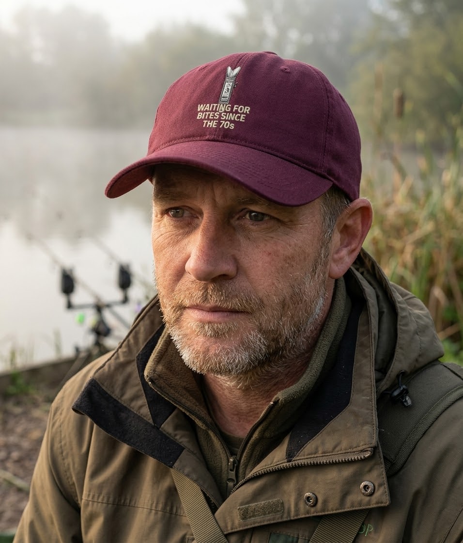 Heron Bite Indicator “Waiting For Bites Since The 70s” Fishing Cap