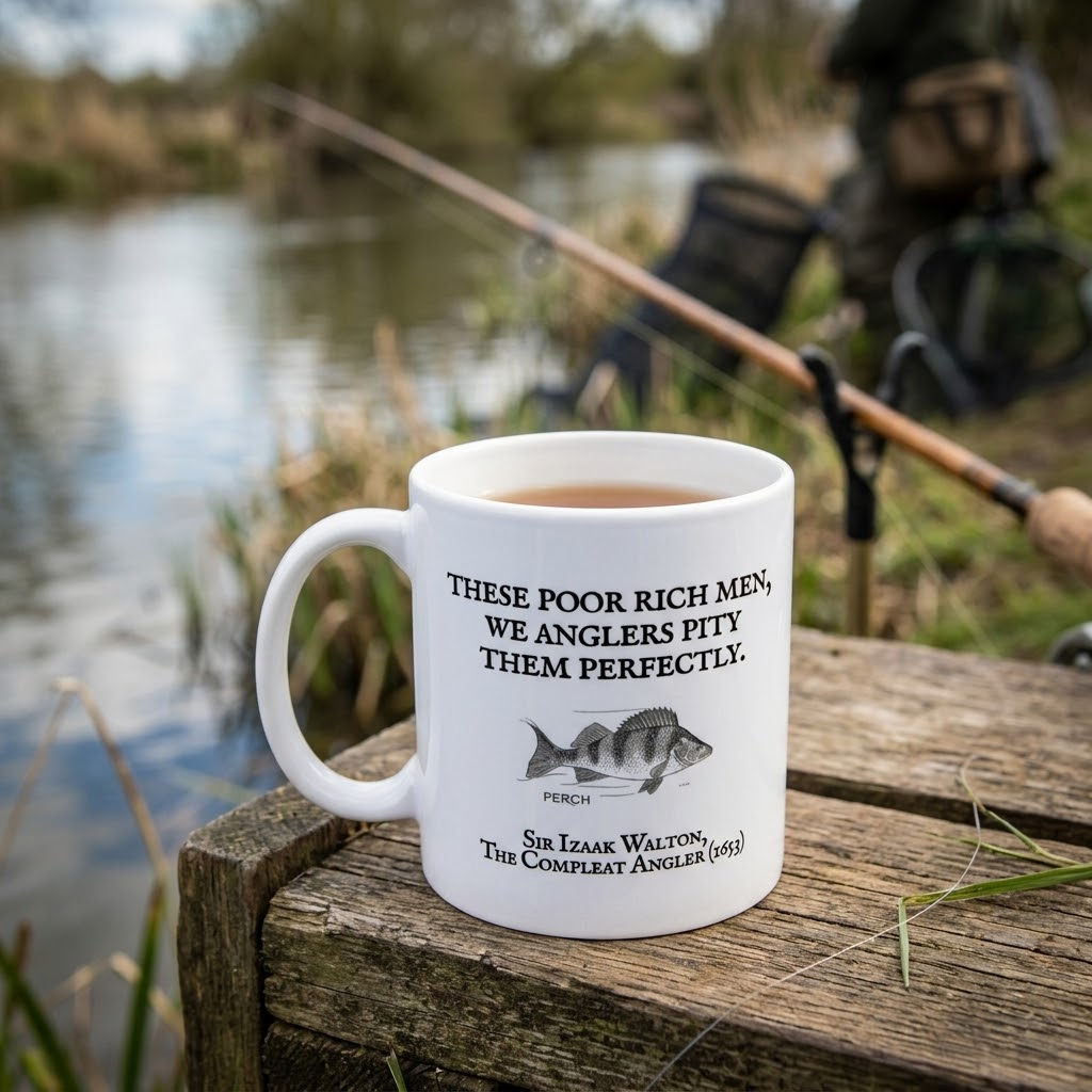 "These Poor Rich Men, We Anglers Pity Them Perfectly" – Izaak Walton Quote Fishing Mug