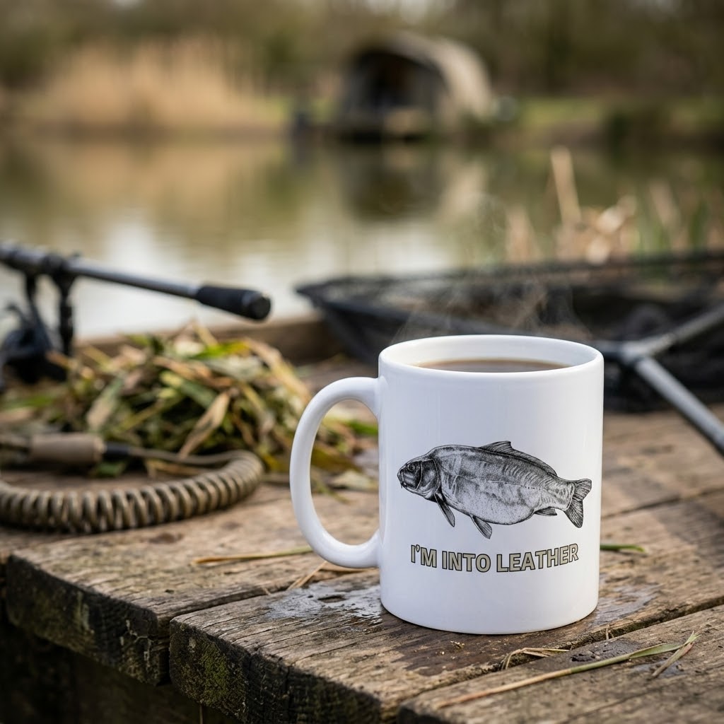 “I’m Into Leather” Leather Carp Fishing Mug