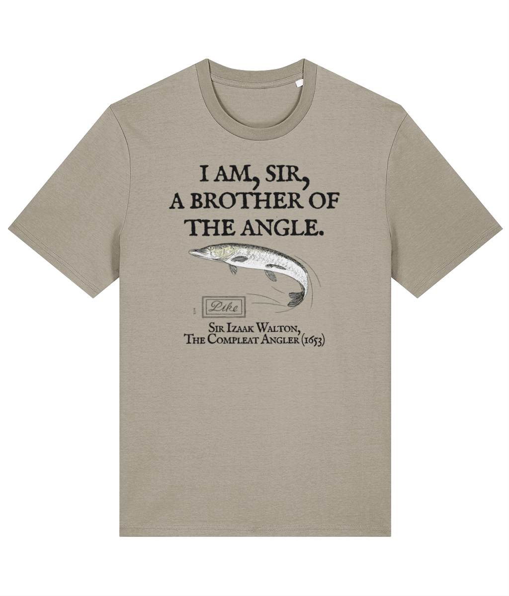 I Am Sir a Brother of the Angle – Izaak Walton Quote Pike Fishing T-Shirt - Image 2