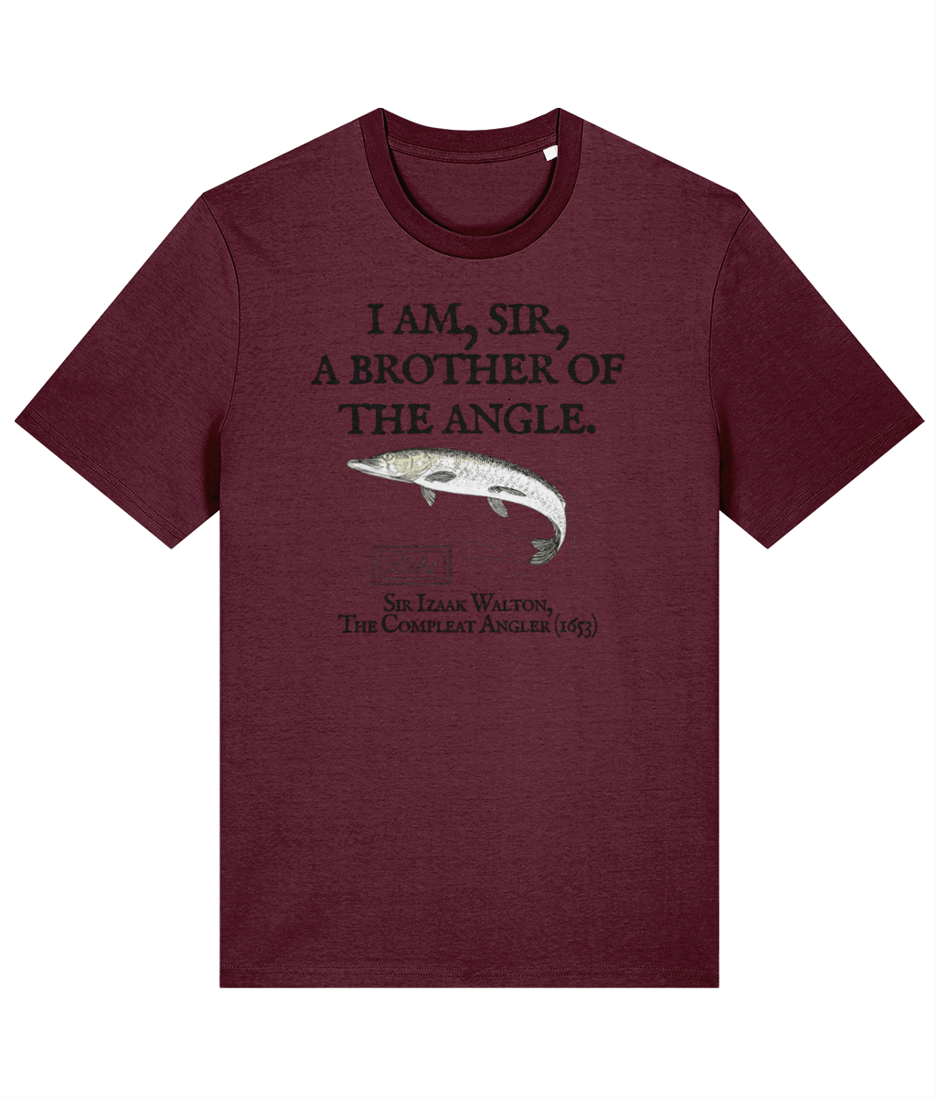 I Am Sir a Brother of the Angle – Izaak Walton Quote Pike Fishing T-Shirt - Image 5