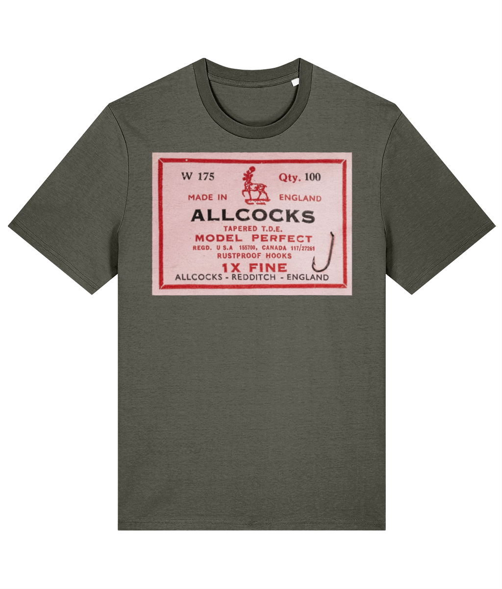 Allcocks Vintage Fishing Hook Packet T-Shirt – Model Perfect, Made in England - Image 5