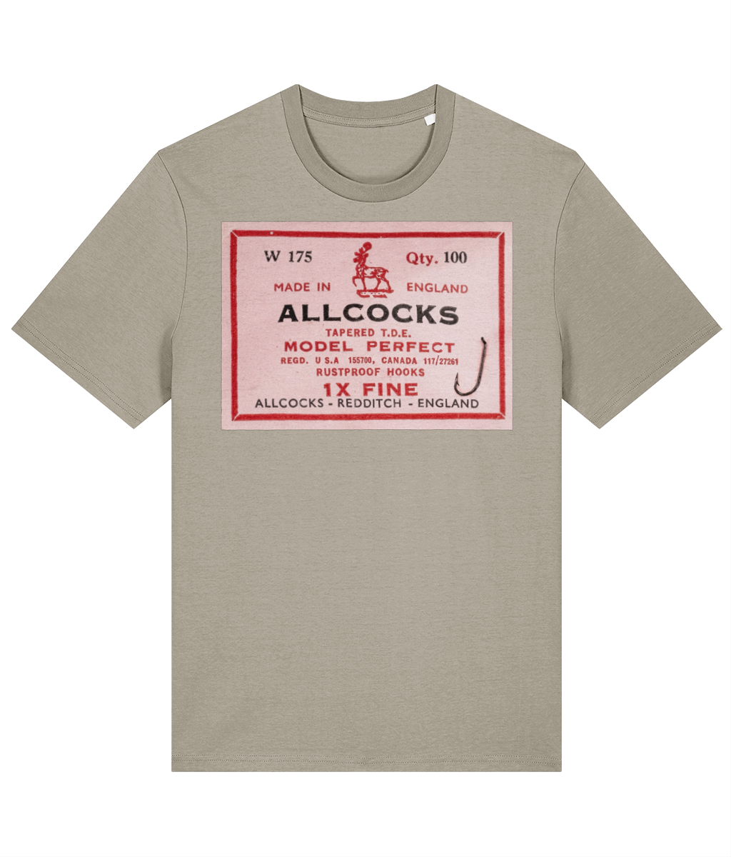 Allcocks Vintage Fishing Hook Packet T-Shirt – Model Perfect, Made in England - Image 7