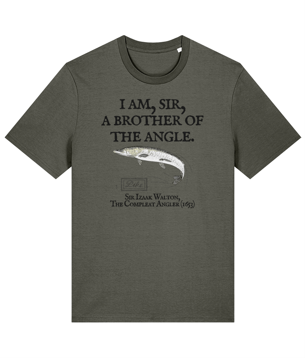 I Am Sir a Brother of the Angle – Izaak Walton Quote Pike Fishing T-Shirt - Image 4
