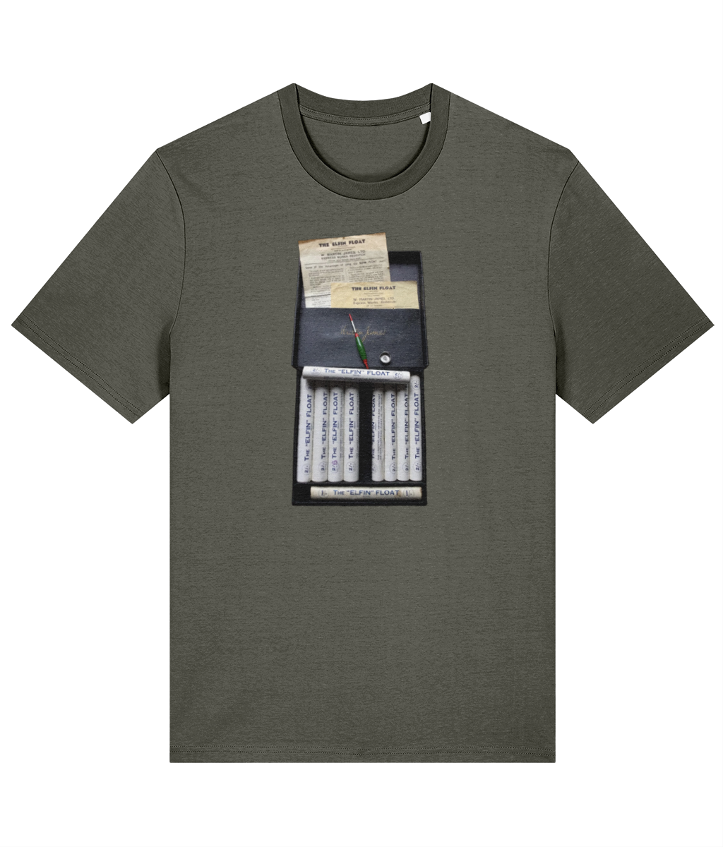 The Elfin Float – 1873 Patent Fishing Float Box Vintage T-Shirt - Image 5