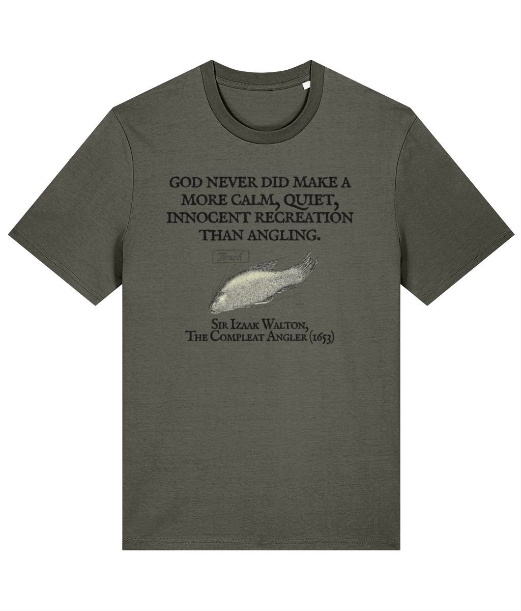 "God Never Did Make a More Calm, Quiet, Innocent Recreation Than Angling" – Izaak Walton Quote Fishing T-Shirt - Image 4